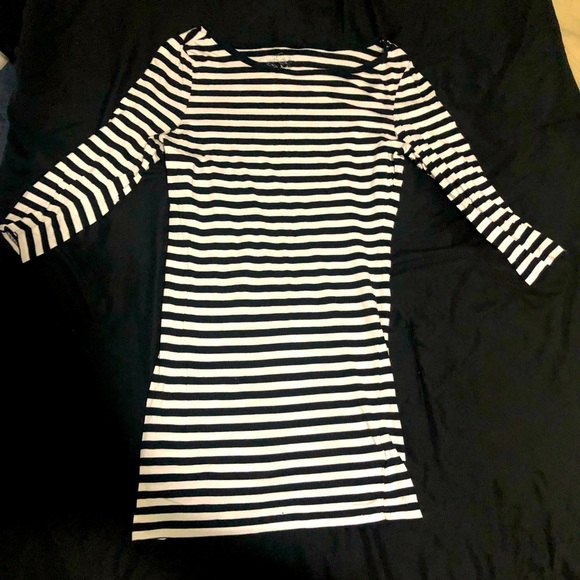 Couture Stripped Tunic/Long Top 3/4 Sleeve B/W Stripes LIKE NEW​ - Picture 1 of 5